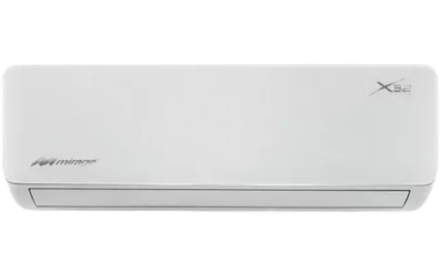 Aire acondicionado Mirage X32 Inverter 1 tonelada 12000 BTU, vista frontal en color blanco